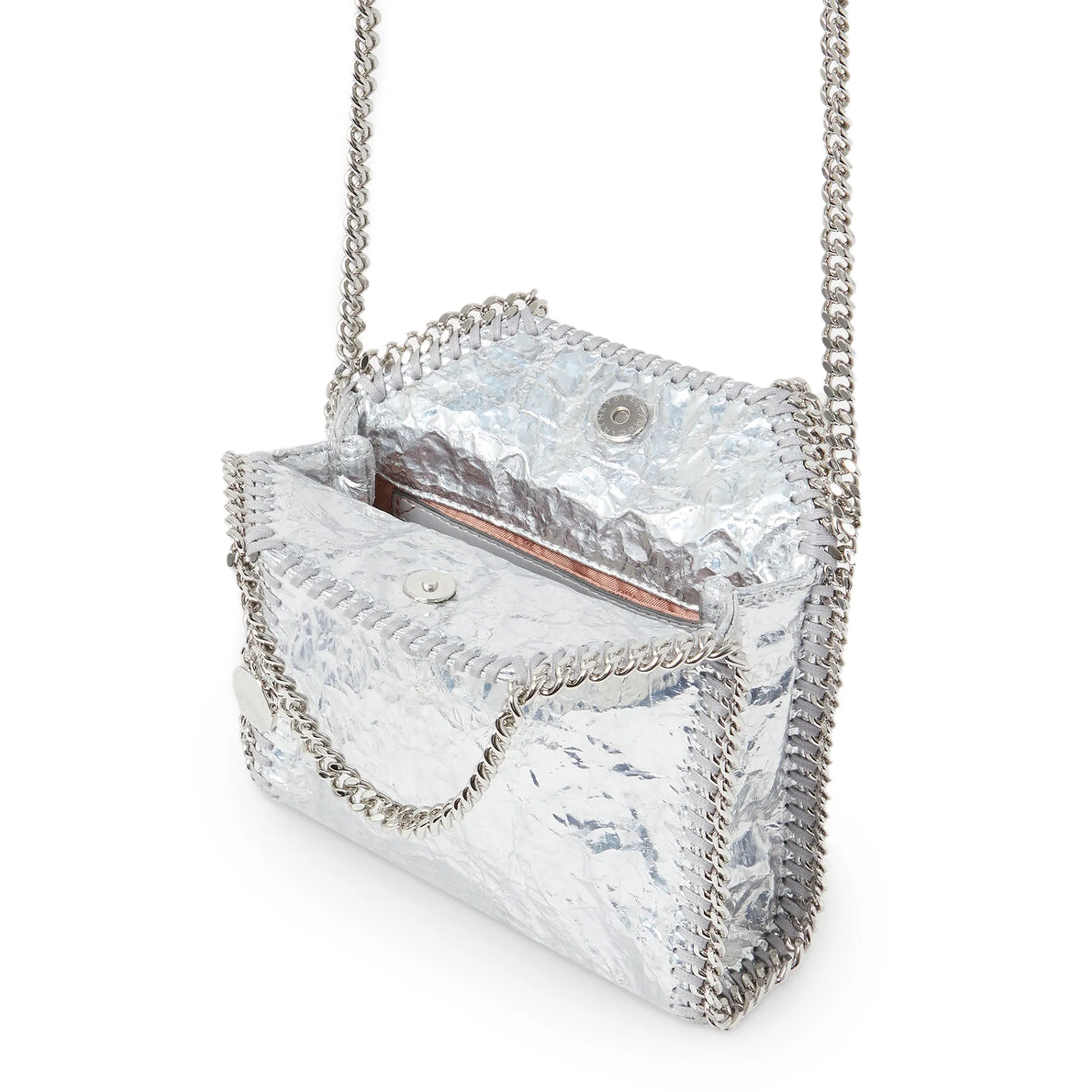 Falabella Stellabration Crackled Metallic Tiny Tote, Silver Bags_Stella Mccartney_Bags