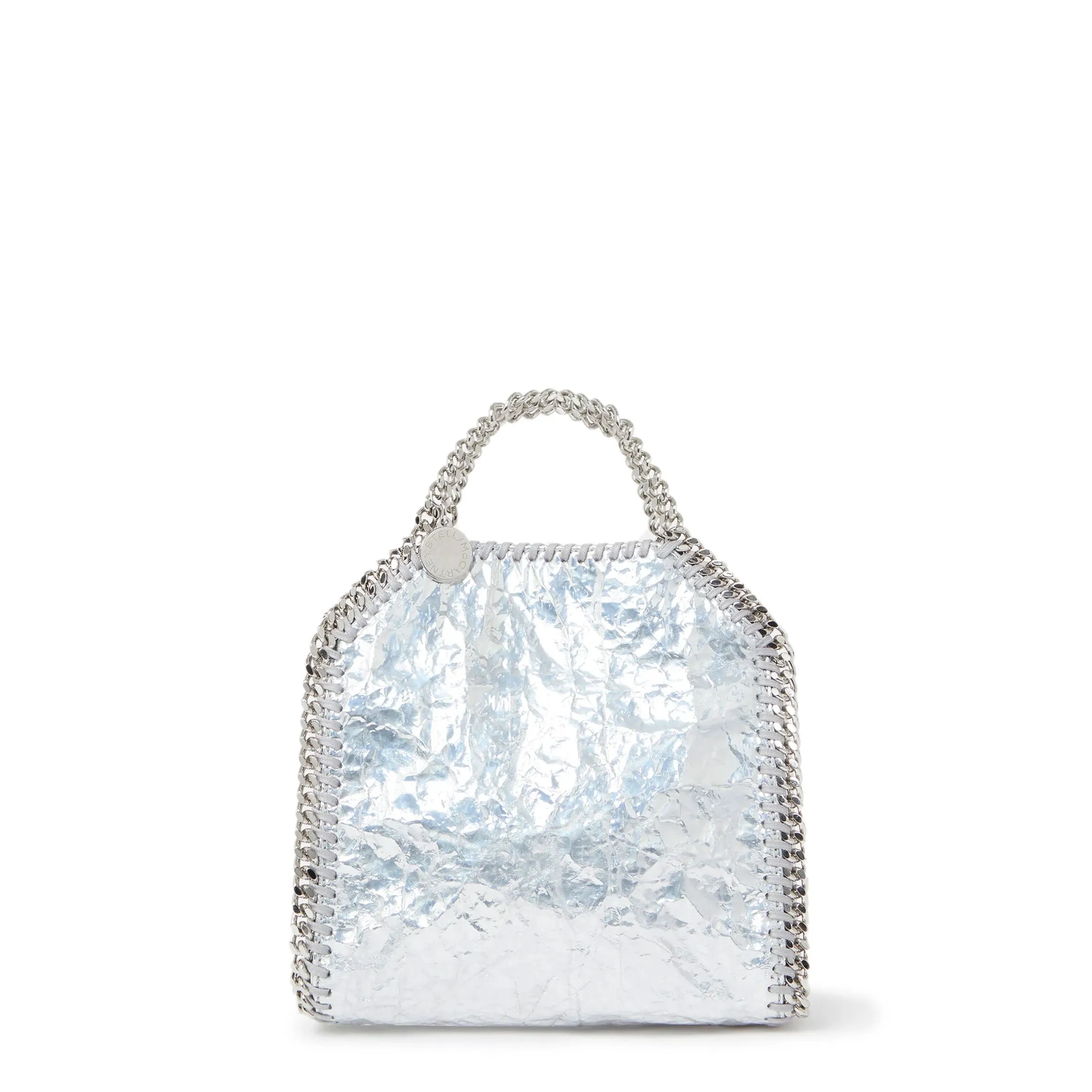 Falabella Stellabration Crackled Metallic Tiny Tote, Silver Bags_Stella Mccartney_Bags