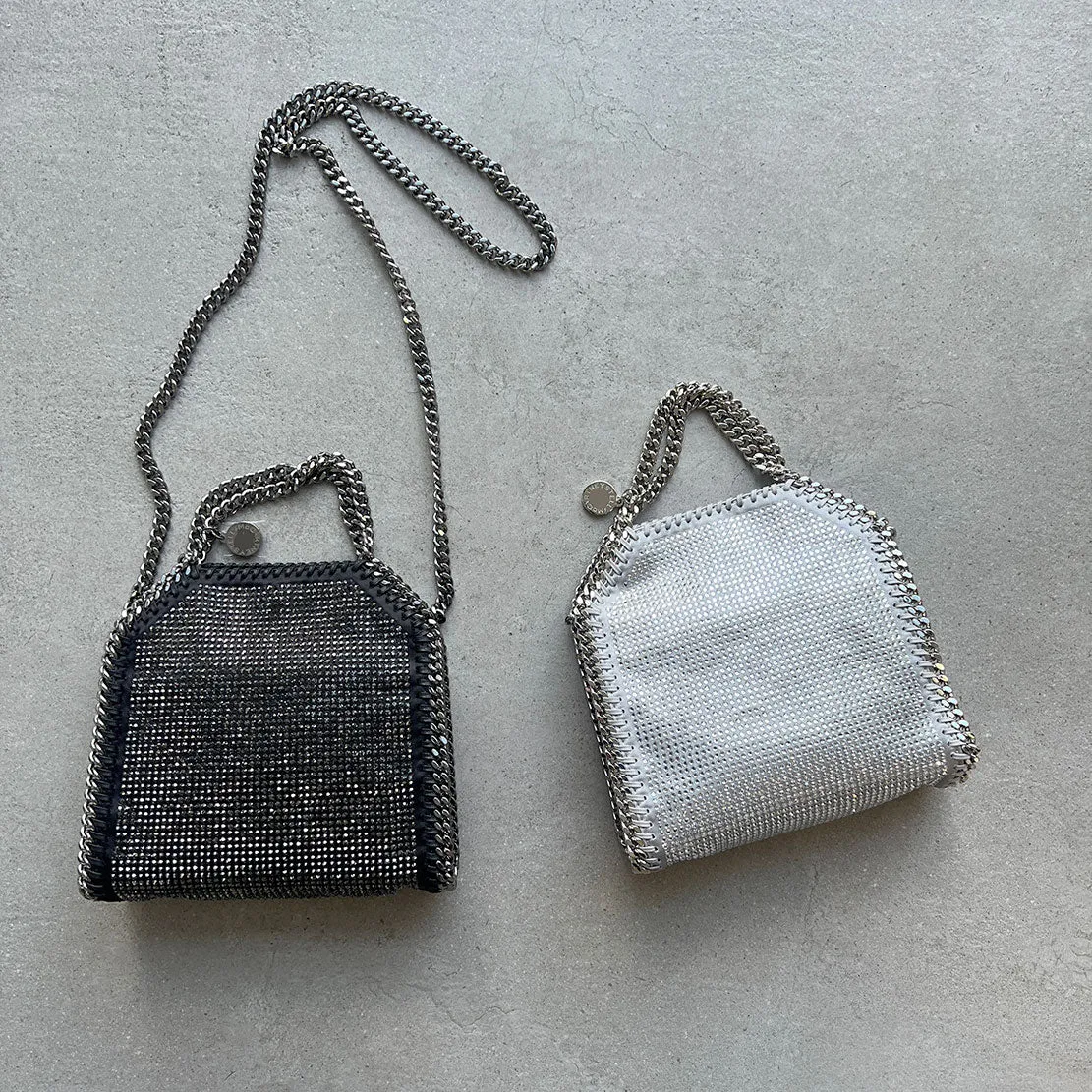 Falabella Tiny Tote Bag, Crystal Hotfix, Black/Hematite Bags_Stella Mccartney_Bags