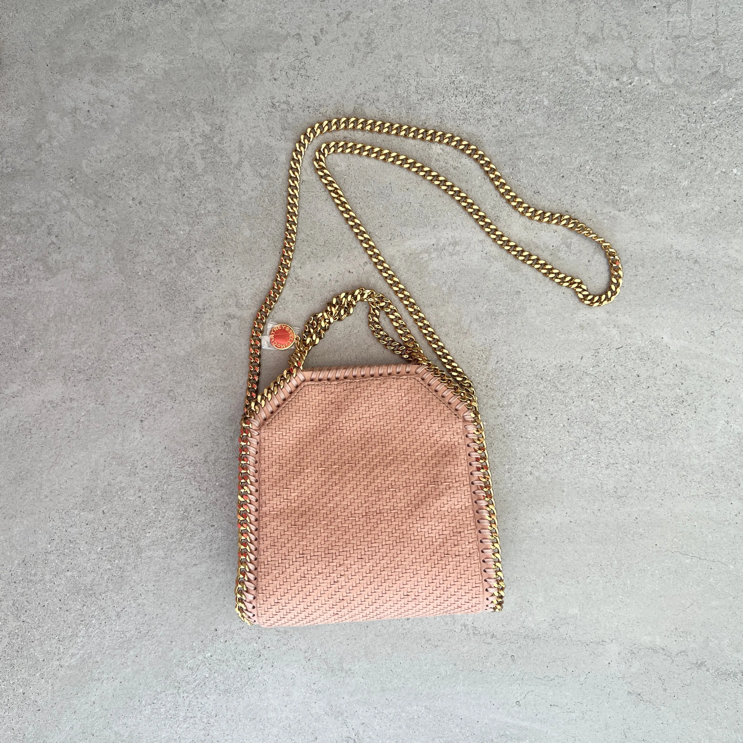 Falabella Tiny Tote Bag in Vegan Woven Suede, Blush Bags_Stella Mccartney_Bags