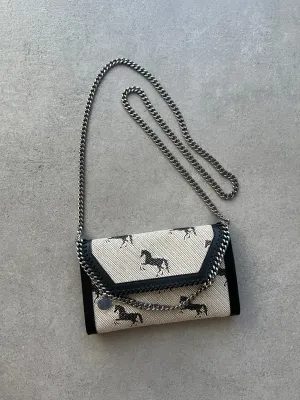 Falabella WOC Horses Jacquard Fabric, Cream/Black Bags_Stella Mccartney_Bags