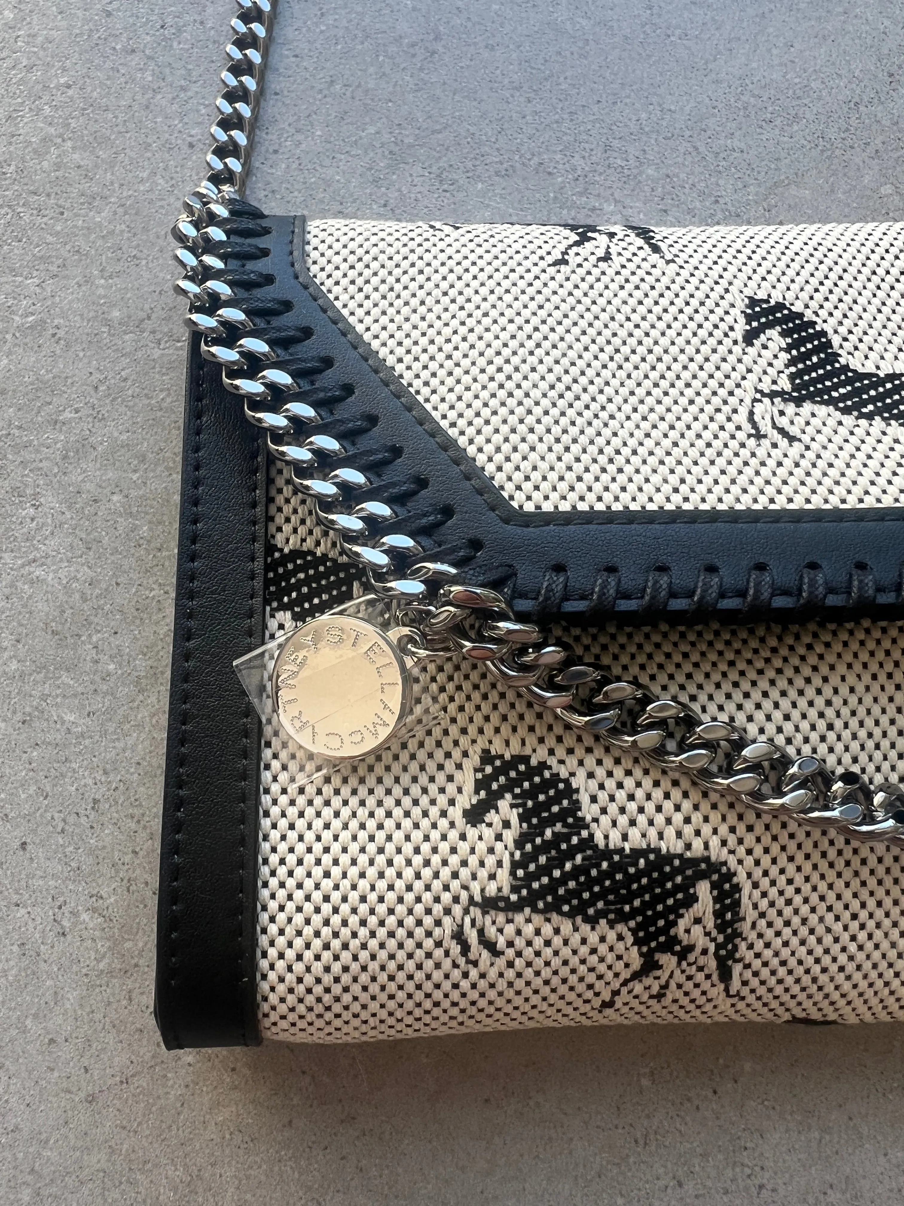 Falabella WOC Horses Jacquard Fabric, Cream/Black Bags_Stella Mccartney_Bags