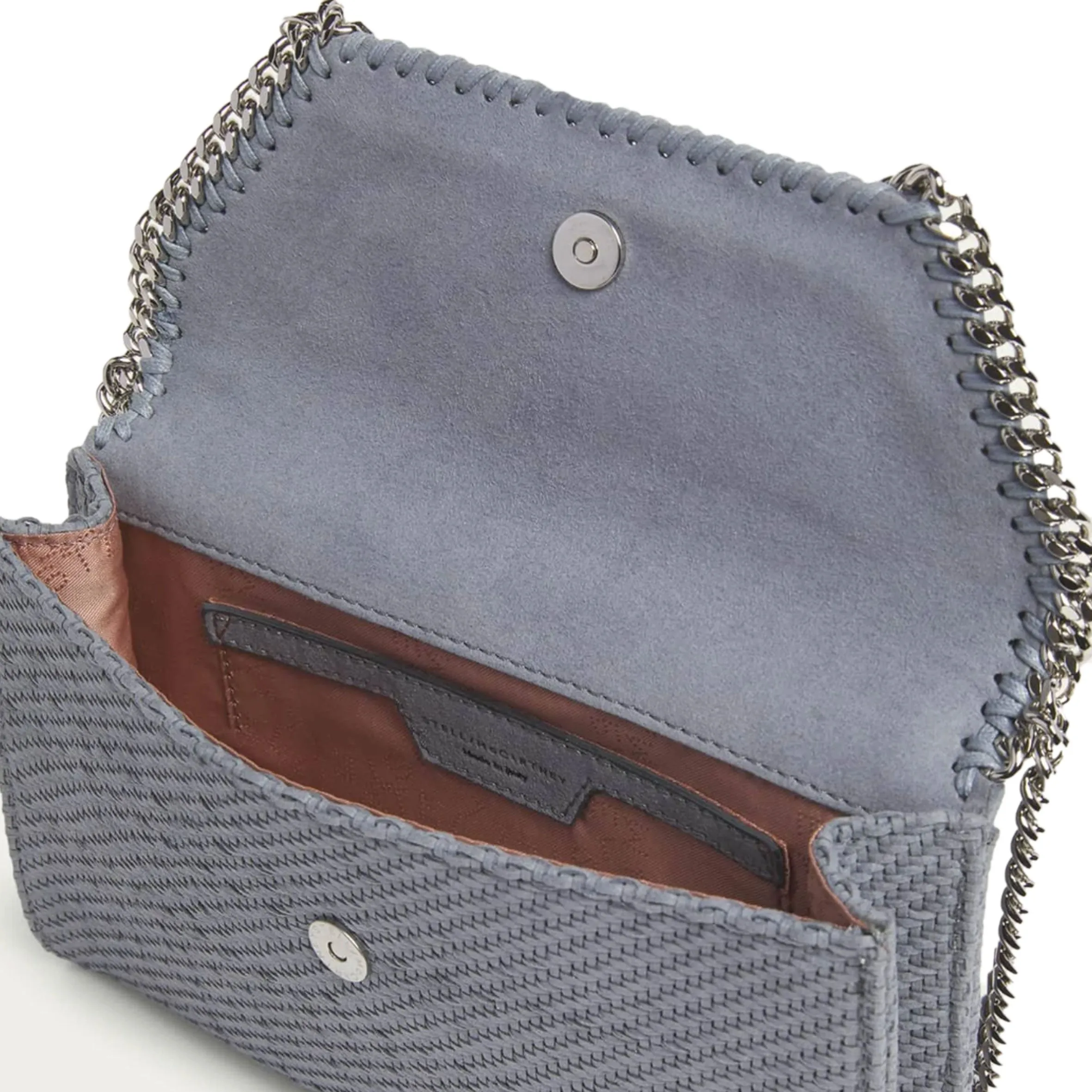 Falabella WOC Woven Vegan Suede, Blue Grey Bags_Stella Mccartney_Bags