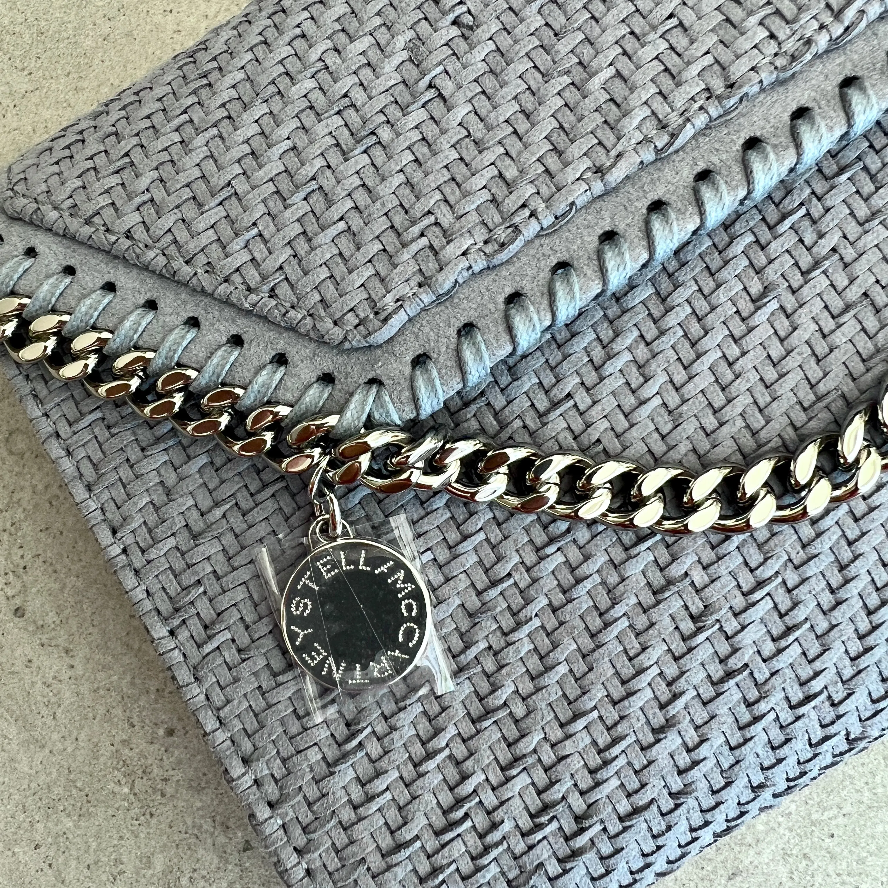 Falabella WOC Woven Vegan Suede, Blue Grey Bags_Stella Mccartney_Bags