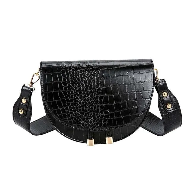 Famous Design Pu Leather Women Crossbody Bags Shopping Street Female Handbags Crocodile Semicircle Luxury Purse Shoulder Bags Fashion Nova Bags