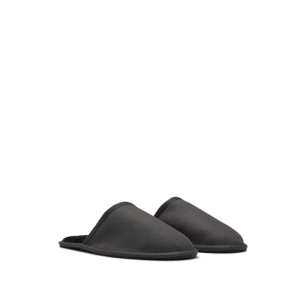 Faux-suede slippers with rubber sole