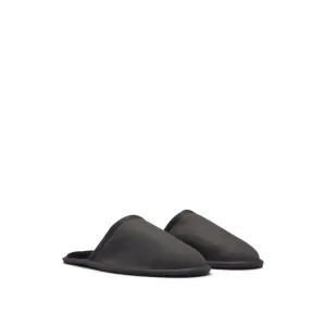 Faux-suede slippers with rubber sole