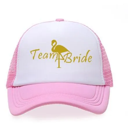 Flamingo Trucker Hat Gold Vinyl wedding party Bachelorette Baseball  team bride hats