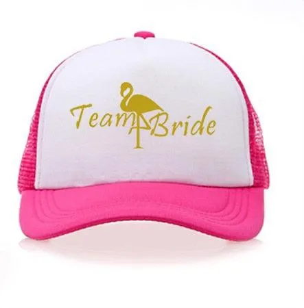 Flamingo Trucker Hat Gold Vinyl wedding party Bachelorette Baseball  team bride hats