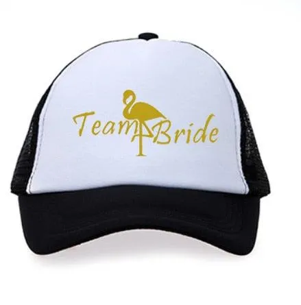 Flamingo Trucker Hat Gold Vinyl wedding party Bachelorette Baseball  team bride hats