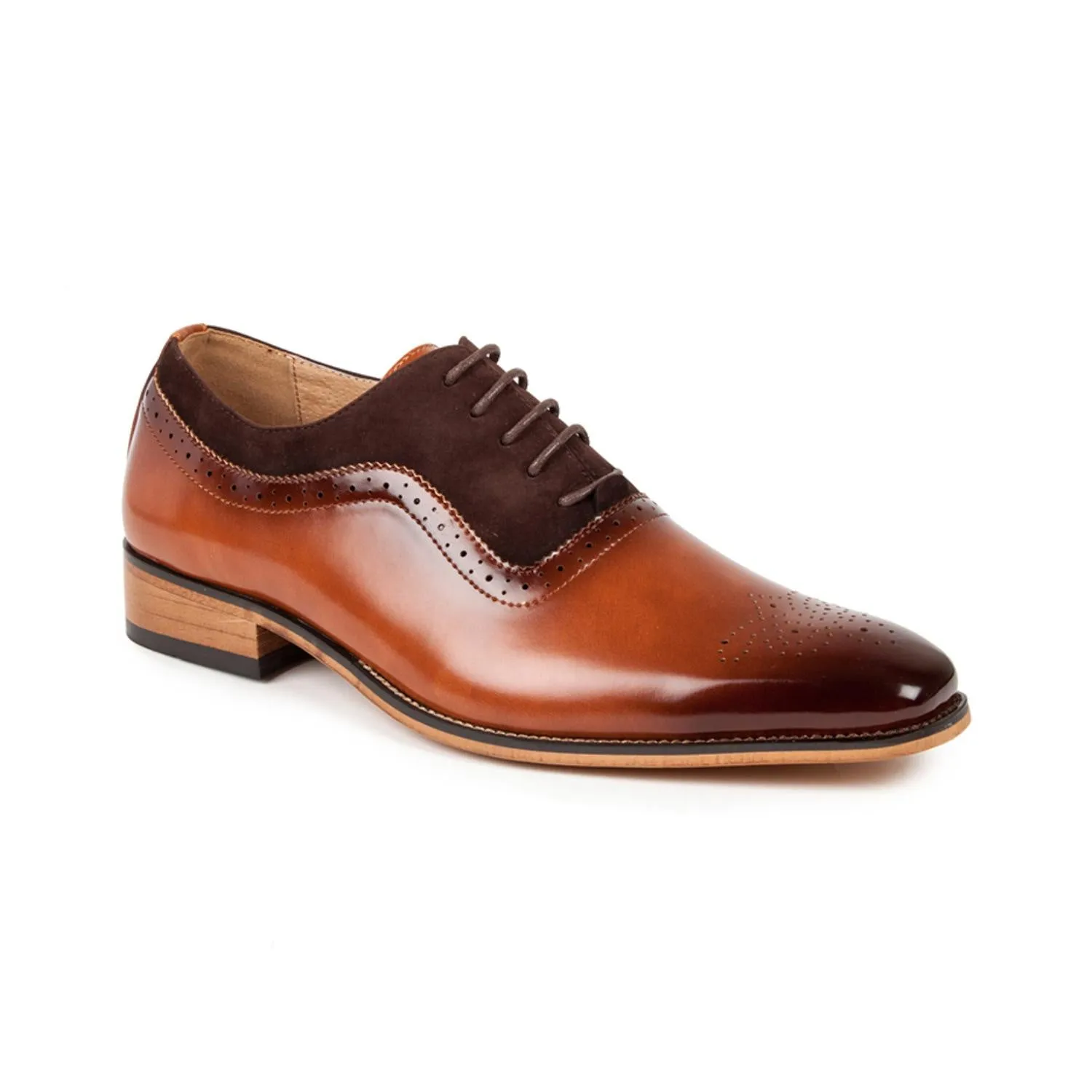 Gino Vitale Men's Lace Up Medallion Toe Dress Shoes