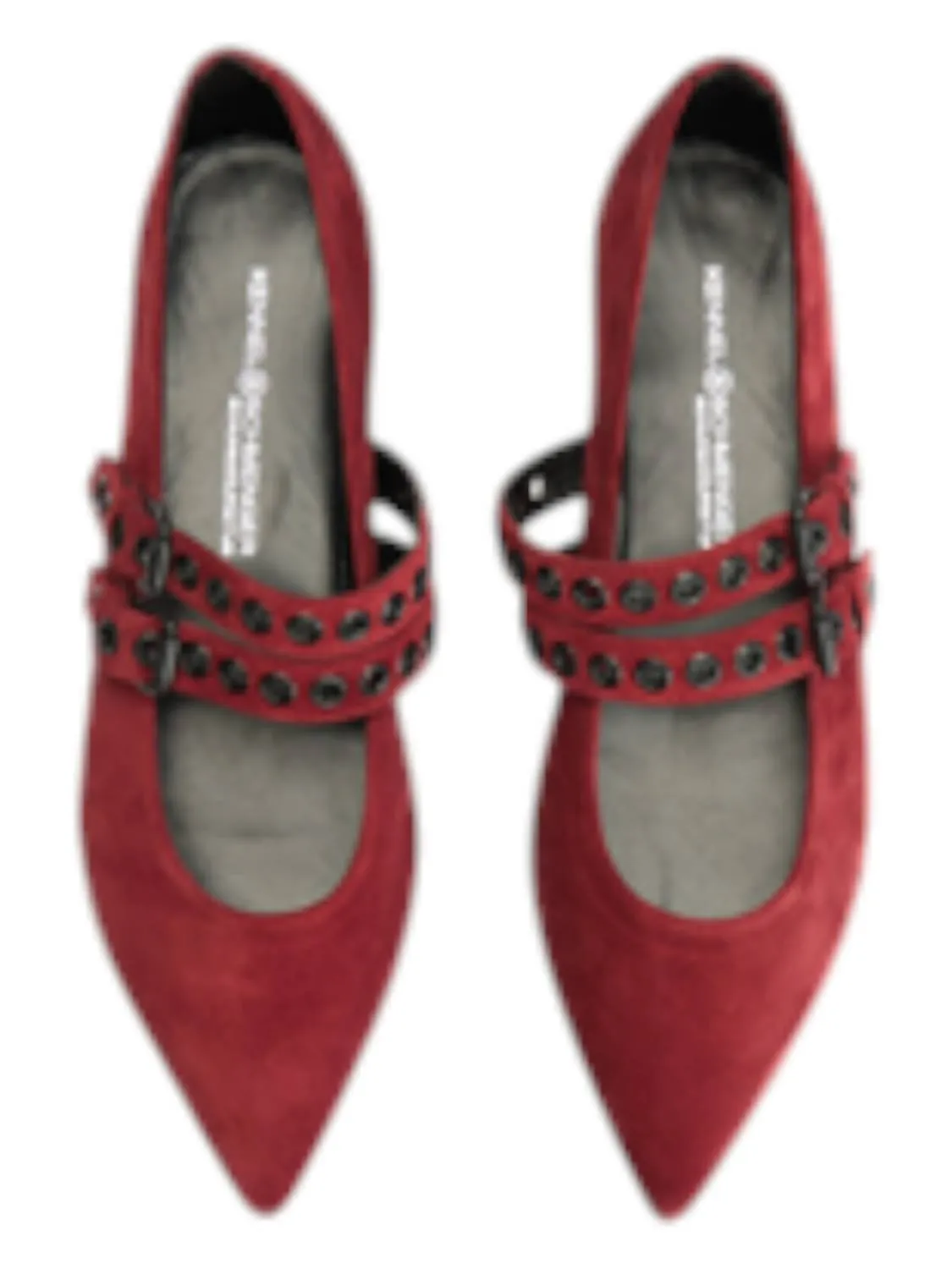 Greta Suede Double Buckle Mary Jane Shoes In Bordeaux