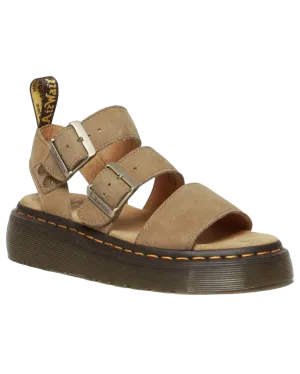 Gryphon Tumbled Nubuck Leather Platform Sandals in Savannah Tan