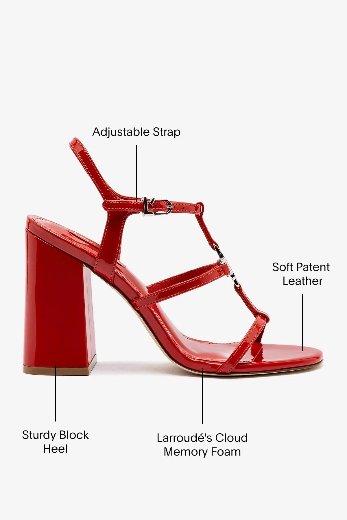 Hana Sandal In Scarlet Patent Leather