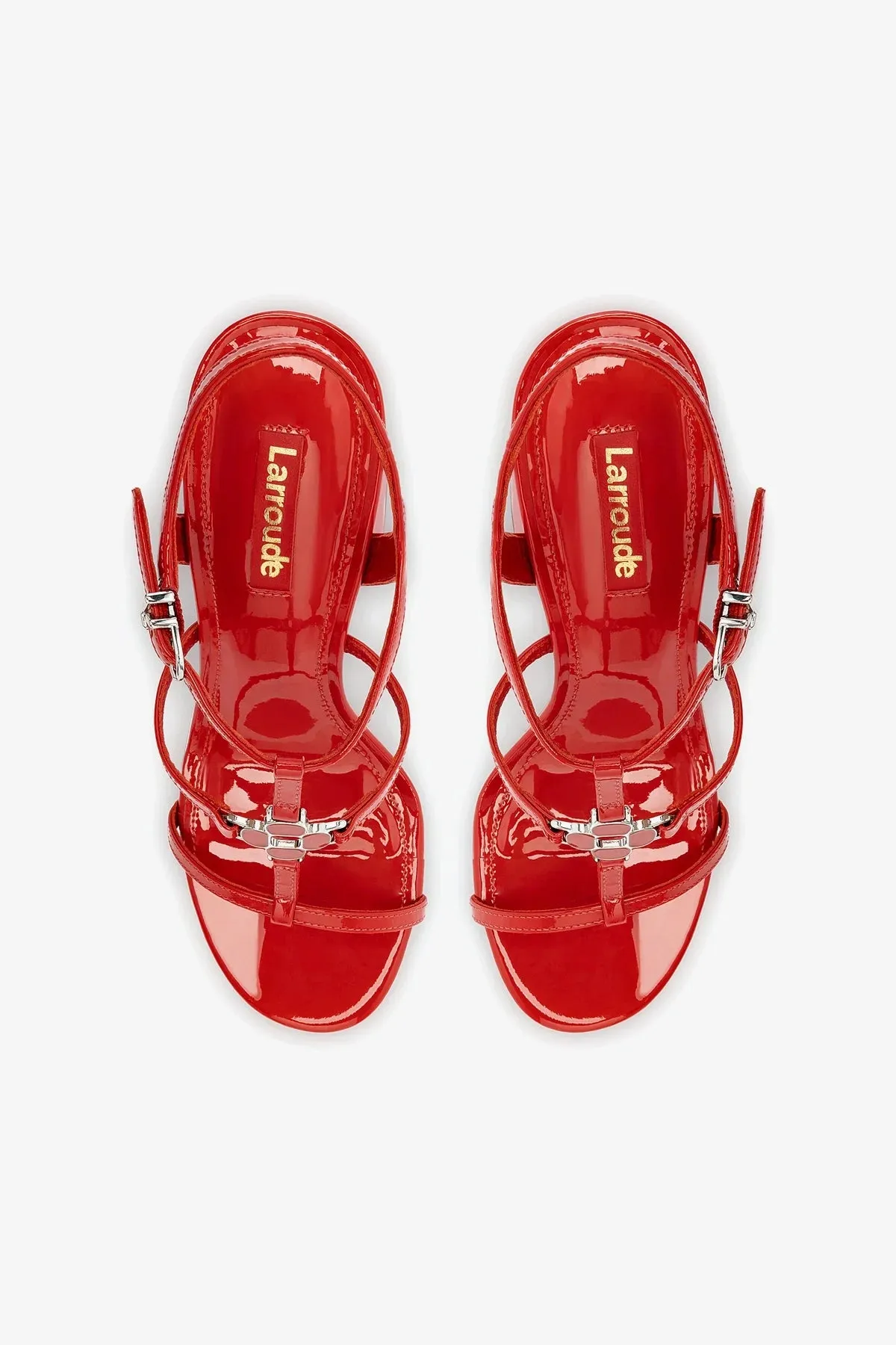 Hana Sandal In Scarlet Patent Leather