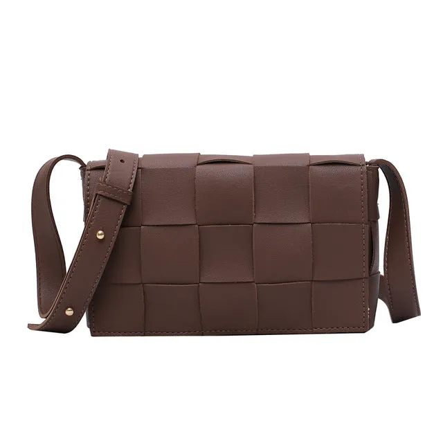 High Quality Women's Handbag Knitting Designer Crossbody Bag Fashion Women's Shoulder Messenger Bags Woven Plaid Female Purse Fashion Nova Bags