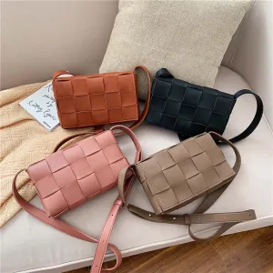 High Quality Women's Handbag Knitting Designer Crossbody Bag Fashion Women's Shoulder Messenger Bags Woven Plaid Female Purse Fashion Nova Bags