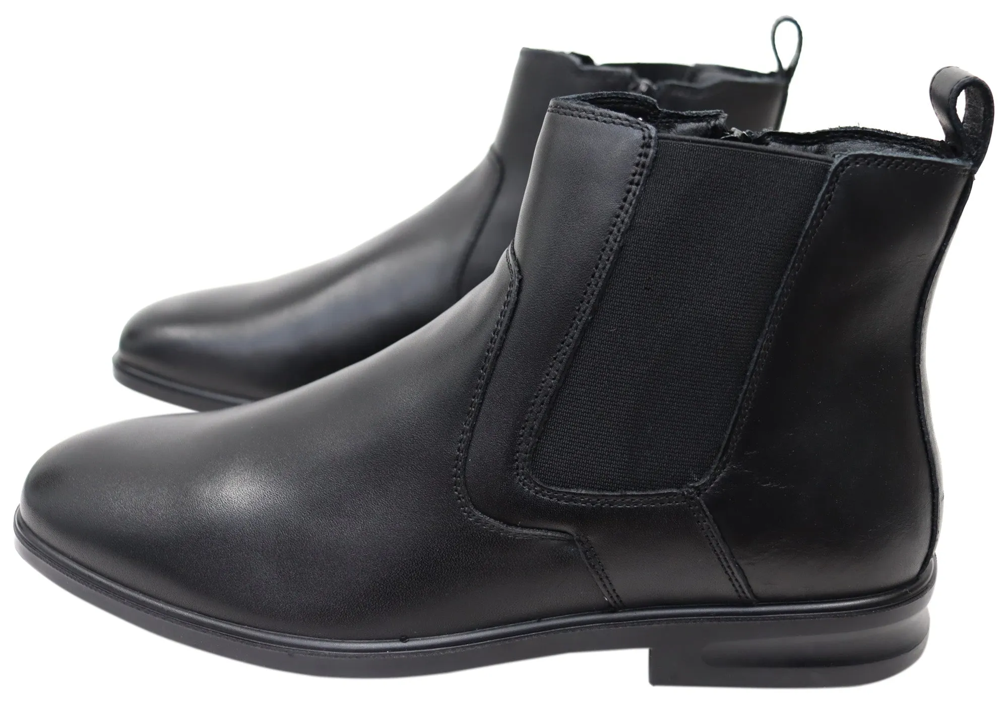 Hush Puppies Eastwood Mens Comfortable Extra Wide Width Leather Boots Hush Puppies Shoes