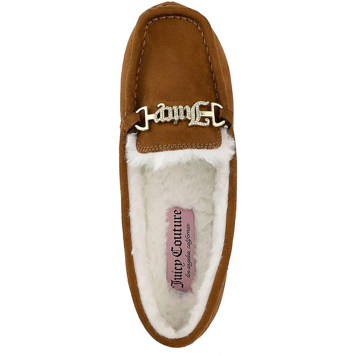Intoit Womens Faux Fur Lined Glitter Moccasin Slippers