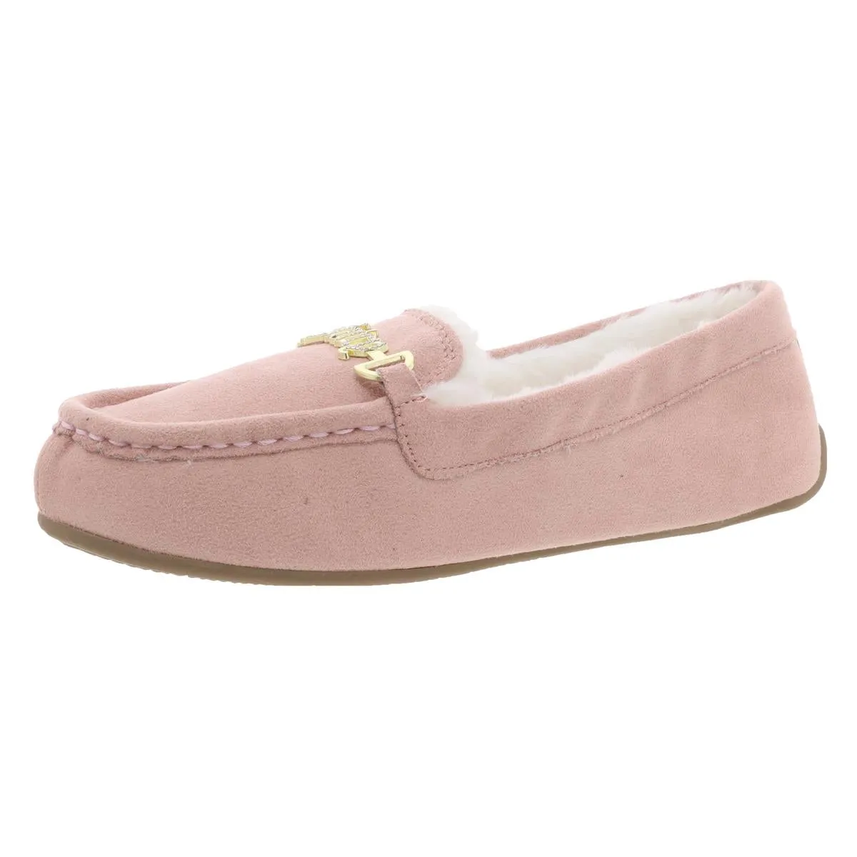 Intoit Womens Faux Fur Lined Glitter Moccasin Slippers
