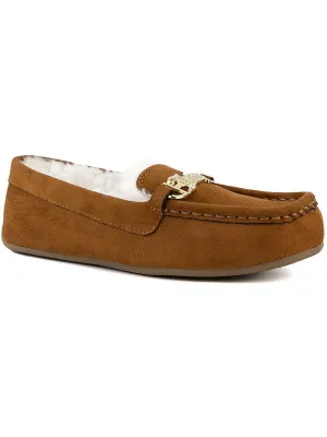 Intoit Womens Faux Fur Lined Glitter Moccasin Slippers