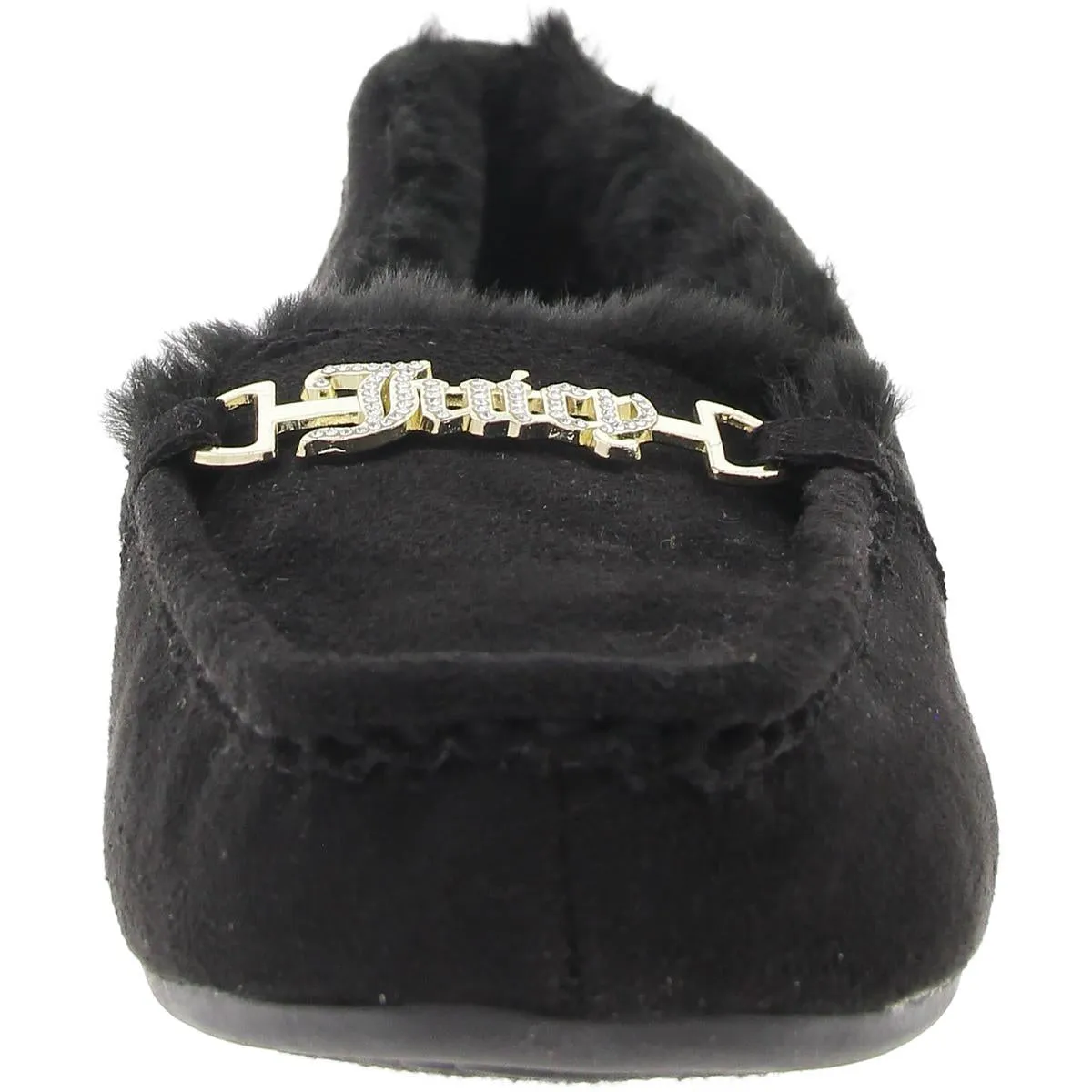 Intoit Womens Faux Fur Lined Glitter Moccasin Slippers