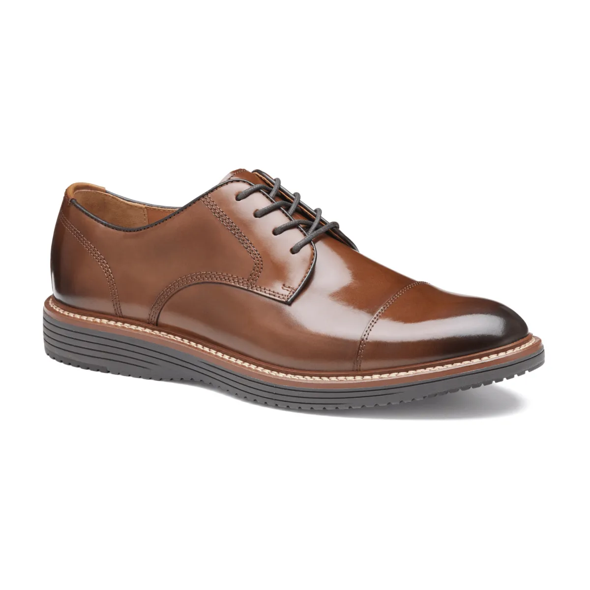 Johnston & Murphy Men's Upton Dress Cap Toe Tan Full Grain Leather