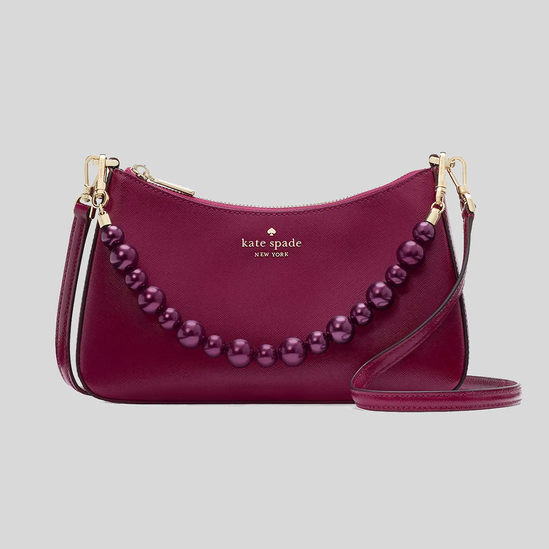 Kate Spade Bags KATE SPADE Madison Faux Pearl Medium Convertible Crossbody Bag Dark Raspberry KI932