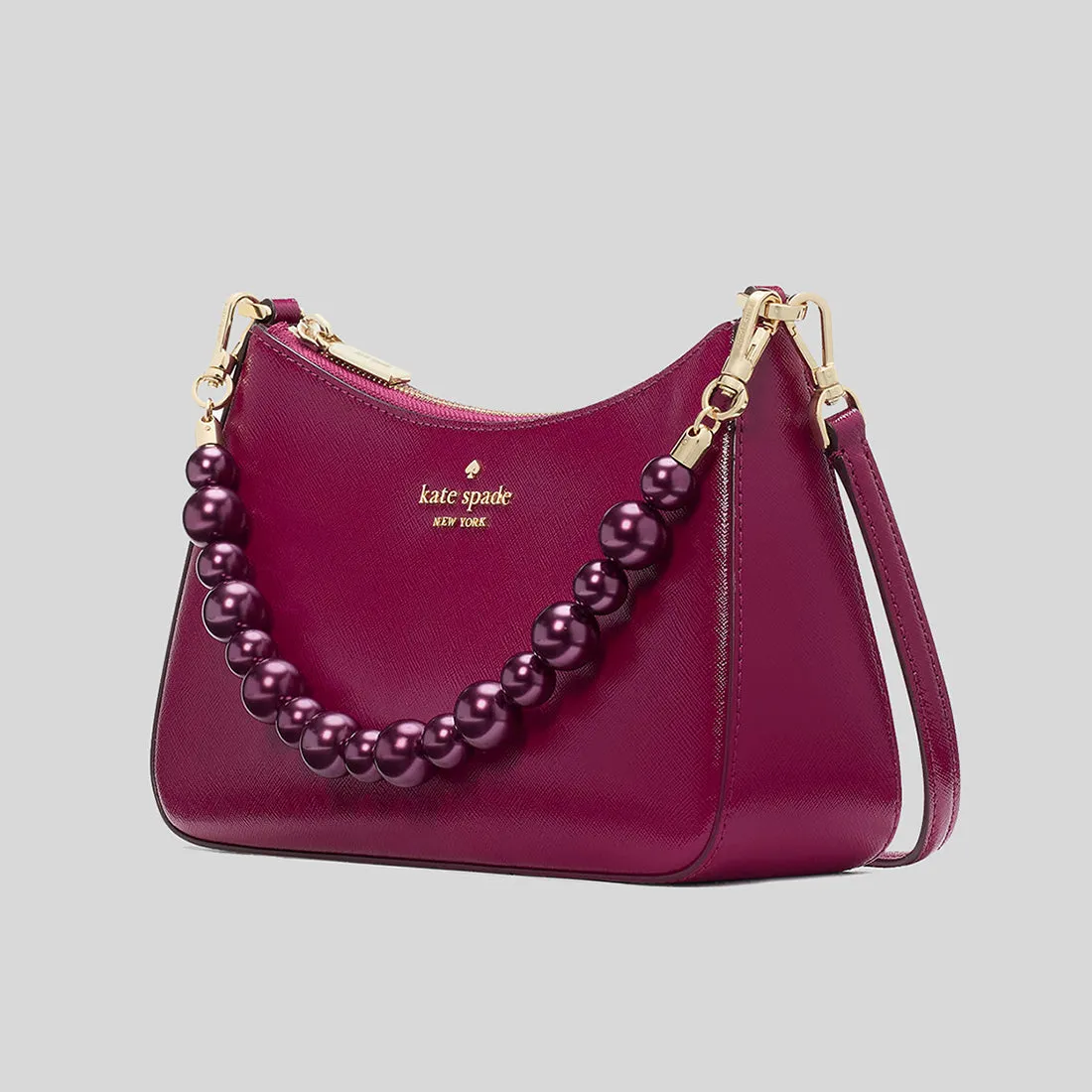 Kate Spade Bags KATE SPADE Madison Faux Pearl Medium Convertible Crossbody Bag Dark Raspberry KI932
