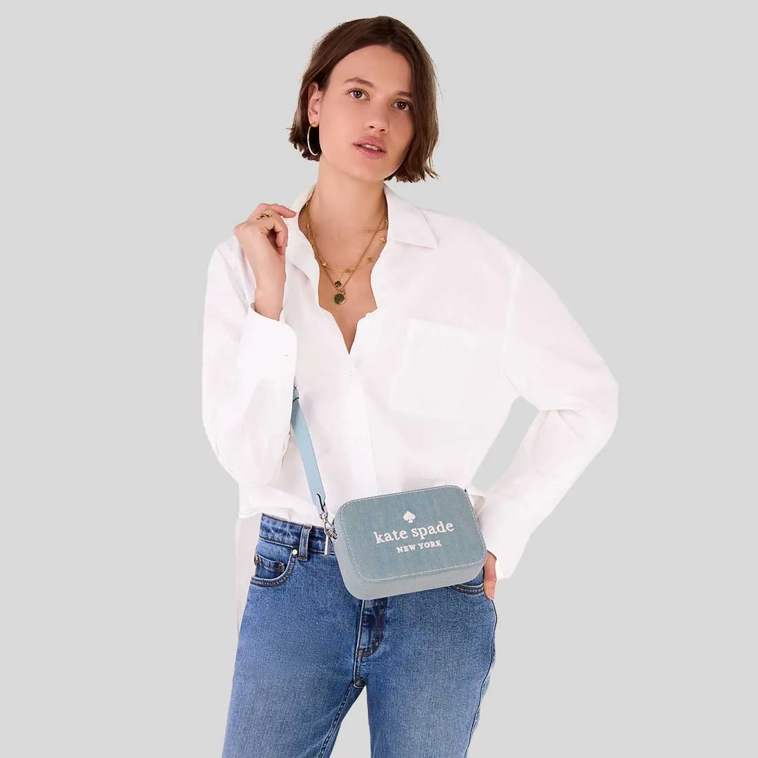 Kate Spade Bags KATE SPADE Oh Snap Denim Camera Bag Blue Multi KK260