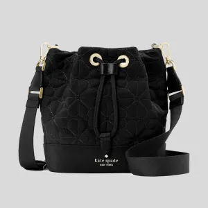 Kate Spade Bags KATE SPADE Spade Flower Quilted Fabric Bucket Bag Black KK076