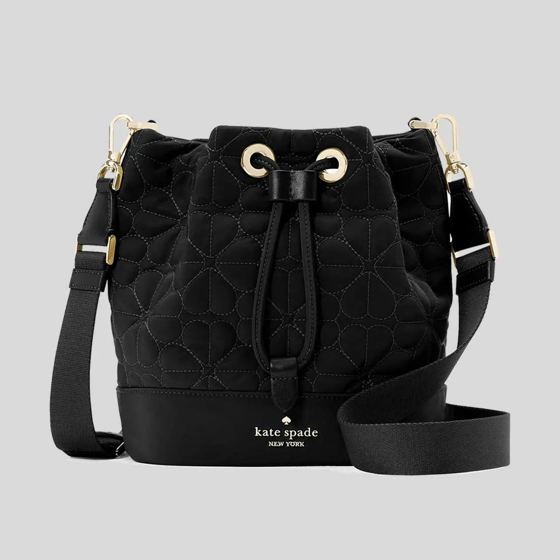 Kate Spade Bags KATE SPADE Spade Flower Quilted Fabric Bucket Bag Black KK076