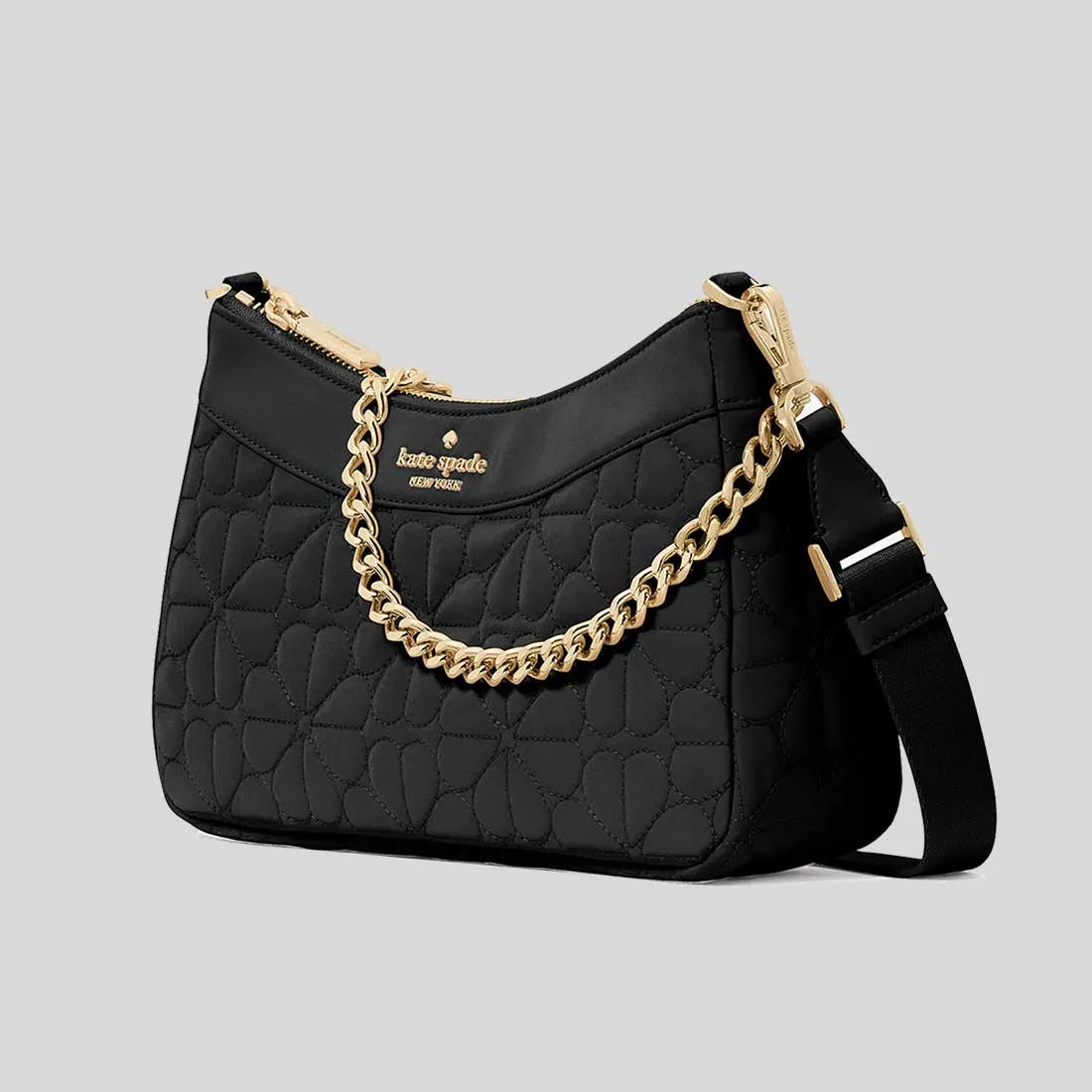 Kate Spade Bags KATE SPADE Spade Flower Quilted Fabric Convertible Crossbody Bag Black KK077