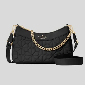 Kate Spade Bags KATE SPADE Spade Flower Quilted Fabric Convertible Crossbody Bag Black KK077