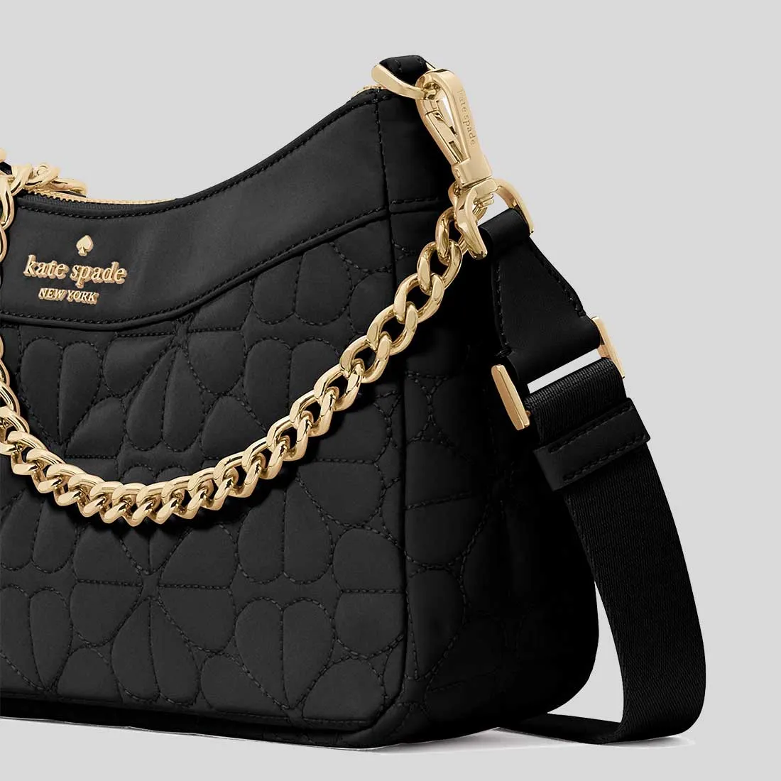 Kate Spade Bags KATE SPADE Spade Flower Quilted Fabric Convertible Crossbody Bag Black KK077