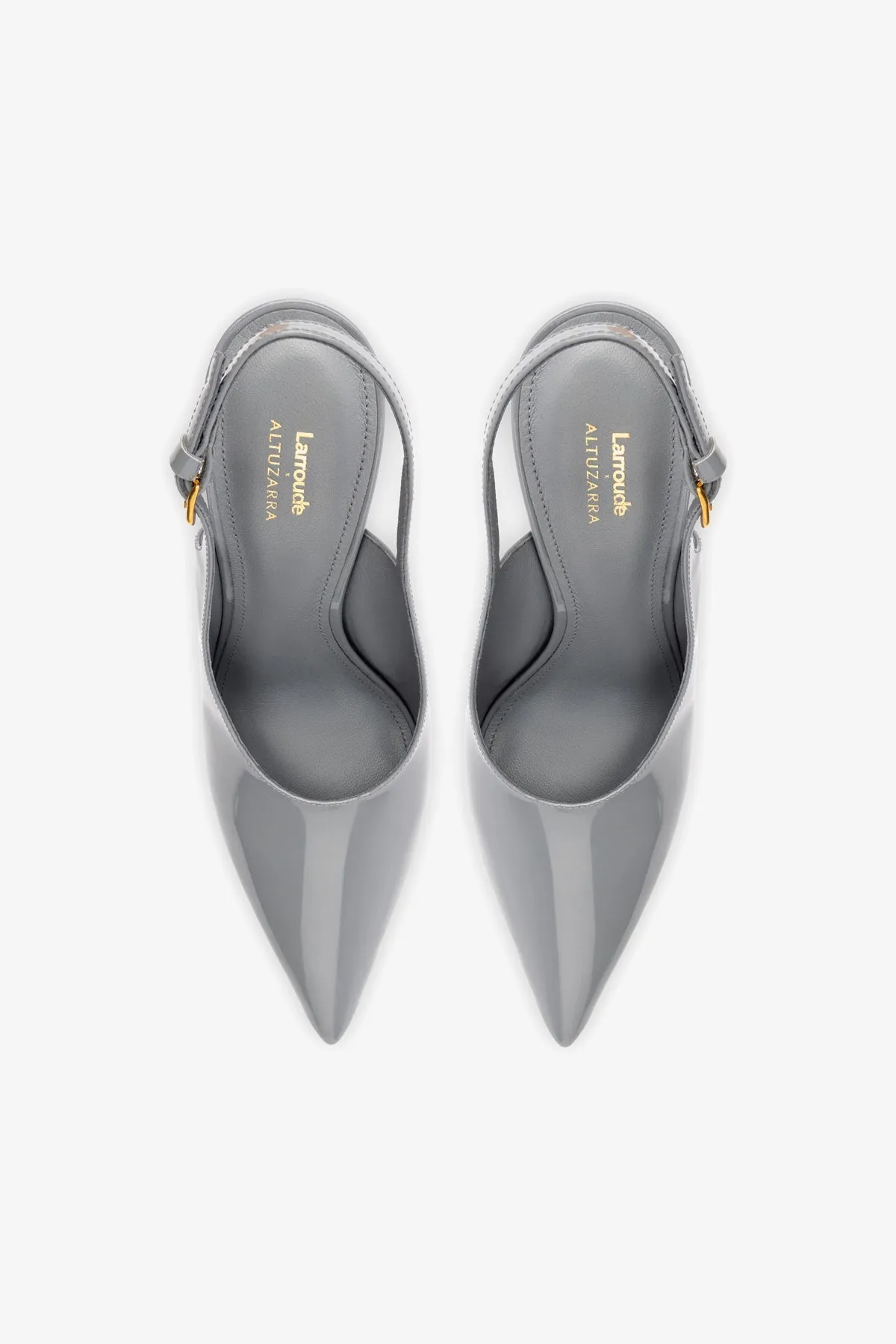 Larroudé x Altuzarra Pump In Titanium Patent Leather