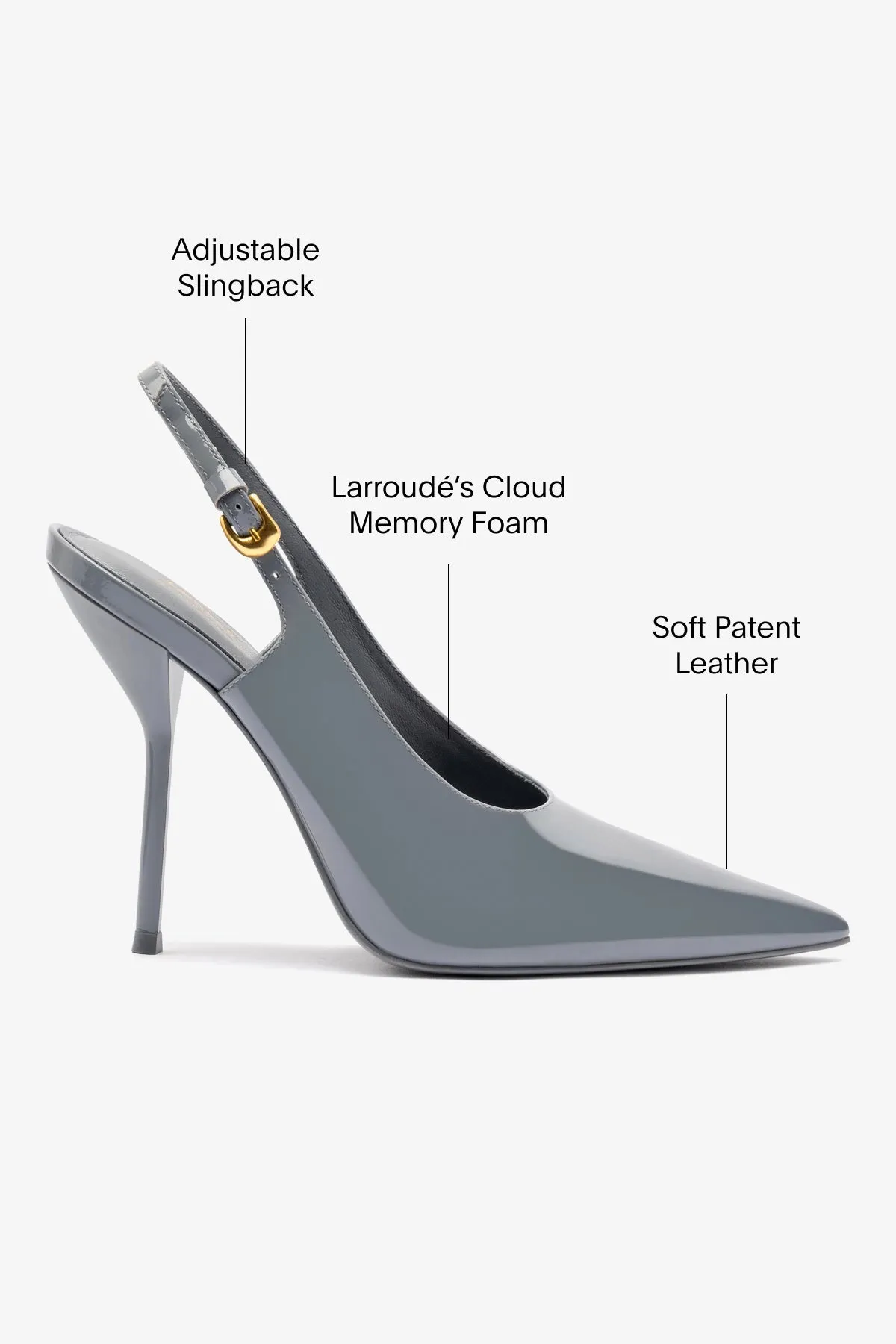 Larroudé x Altuzarra Pump In Titanium Patent Leather