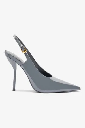 Larroudé x Altuzarra Pump In Titanium Patent Leather