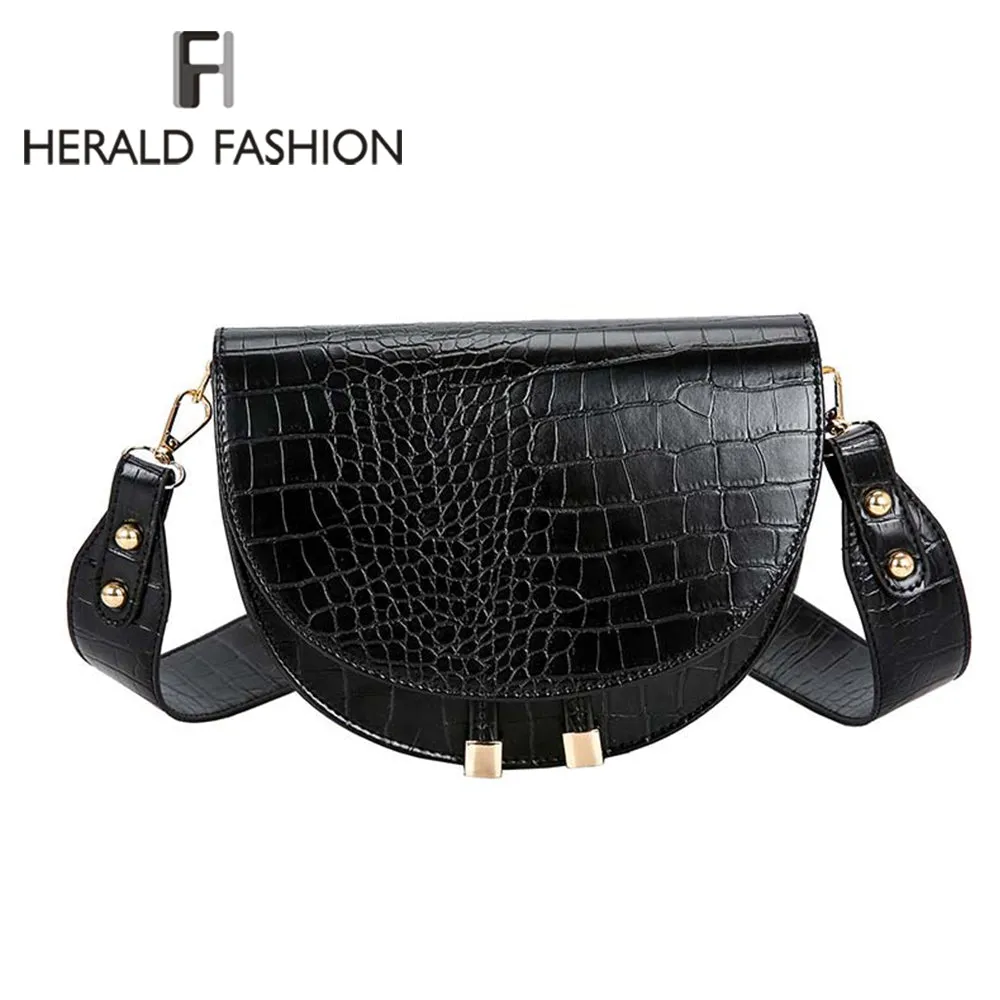 Luxury Fashion Women Crossbody Bag Crocodile Semicircle Saddle Bags Soft Leather Shoulder Bags For Ladies Handbags Designer Fashion Nova Bags