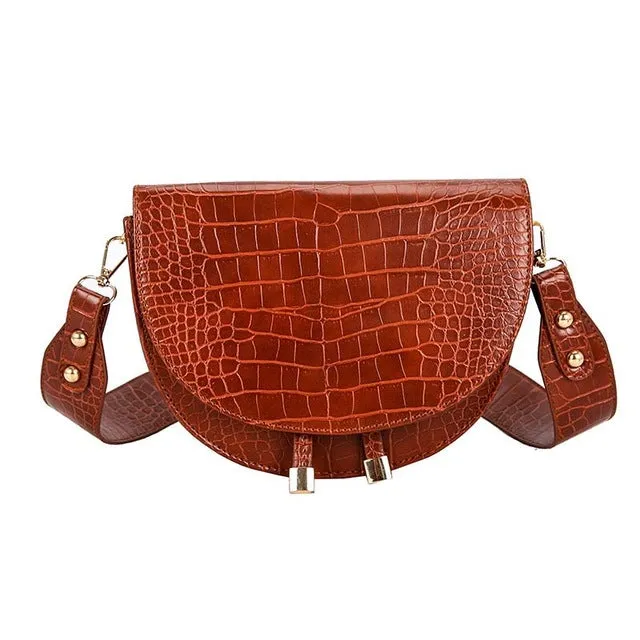 Luxury Fashion Women Crossbody Bag Crocodile Semicircle Saddle Bags Soft Leather Shoulder Bags For Ladies Handbags Designer Fashion Nova Bags