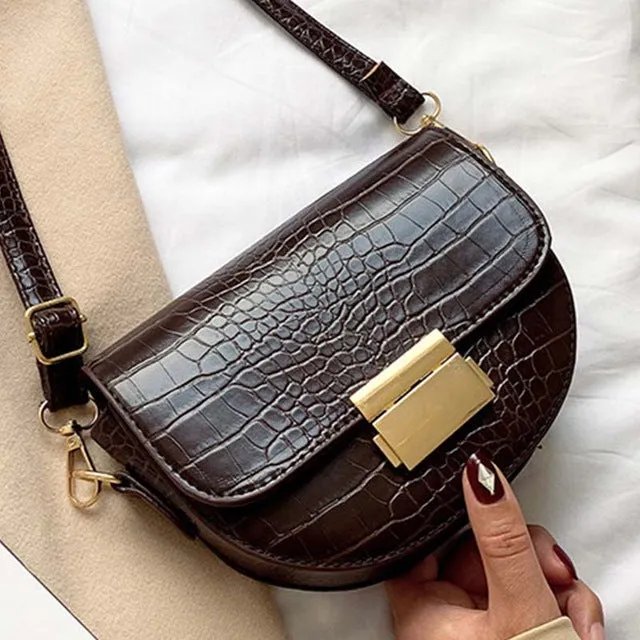Luxury Fashion Women Crossbody Bag Crocodile Semicircle Saddle Bags Soft Leather Shoulder Bags For Ladies Handbags Designer Fashion Nova Bags