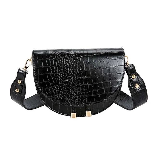 Luxury Fashion Women Crossbody Bag Crocodile Semicircle Saddle Bags Soft Leather Shoulder Bags For Ladies Handbags Designer Fashion Nova Bags