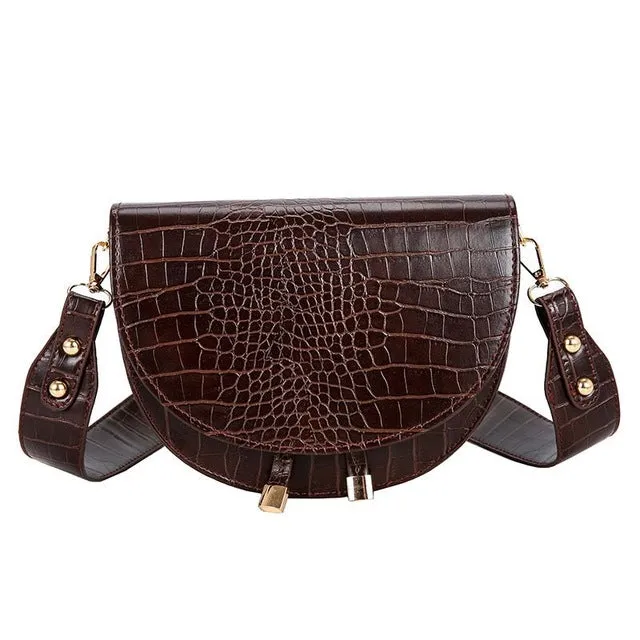 Luxury Fashion Women Crossbody Bag Crocodile Semicircle Saddle Bags Soft Leather Shoulder Bags For Ladies Handbags Designer Fashion Nova Bags