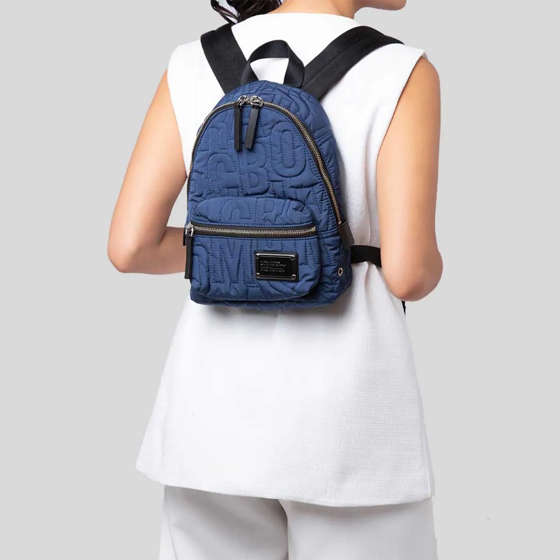 Marc Jacobs Bags MARC JACOBS Nylon Jumbled Logo Small Backpack Azure Blue 4S4HBP002H02