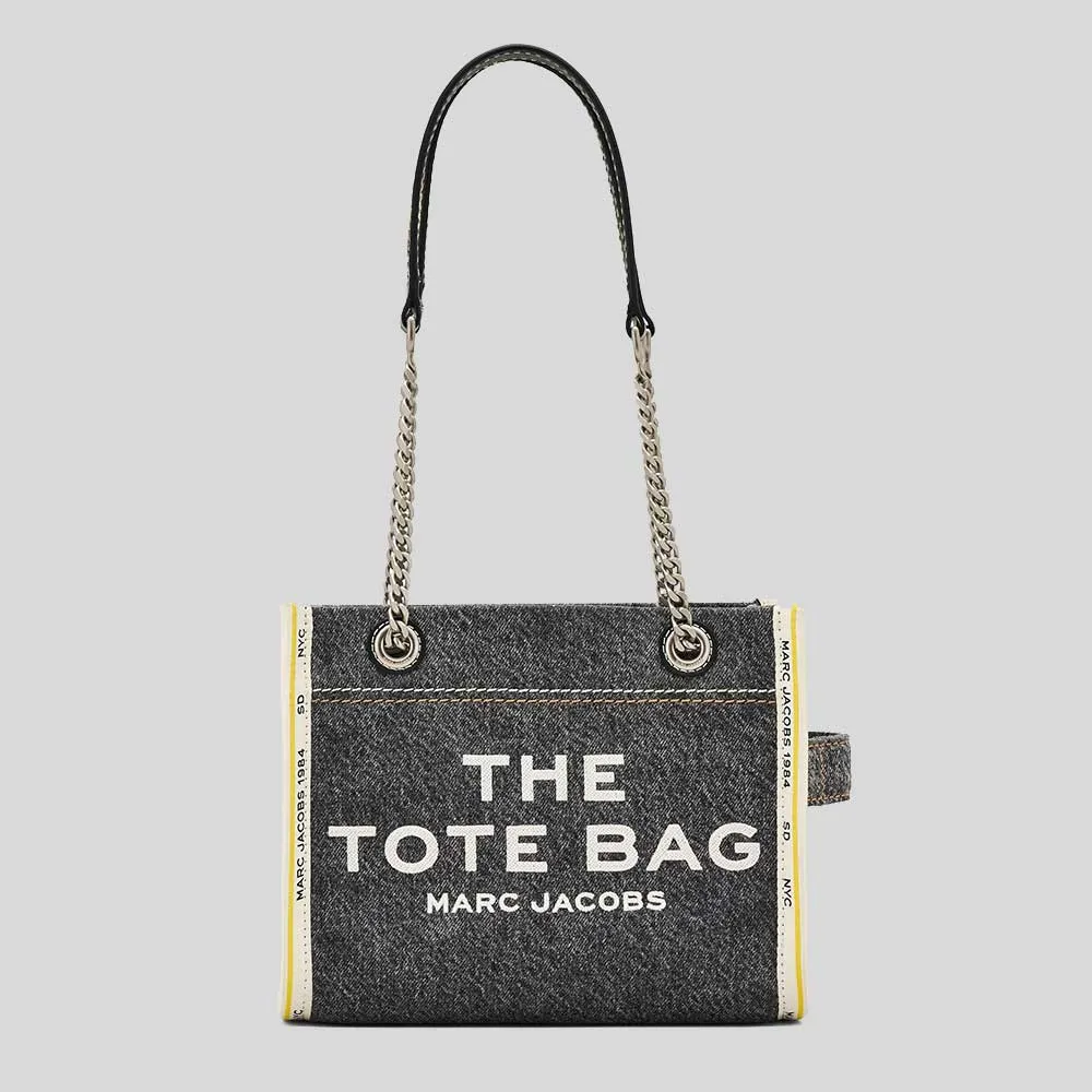 Marc Jacobs Bags MARC JACOBS The Denim Chain Small Tote Bag Black Wash 2F4HTT029H05