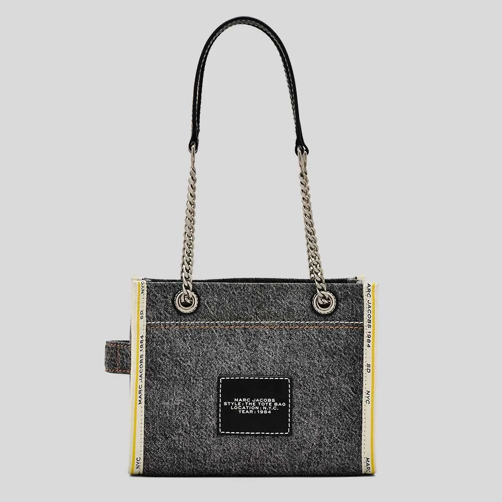 Marc Jacobs Bags MARC JACOBS The Denim Chain Small Tote Bag Black Wash 2F4HTT029H05