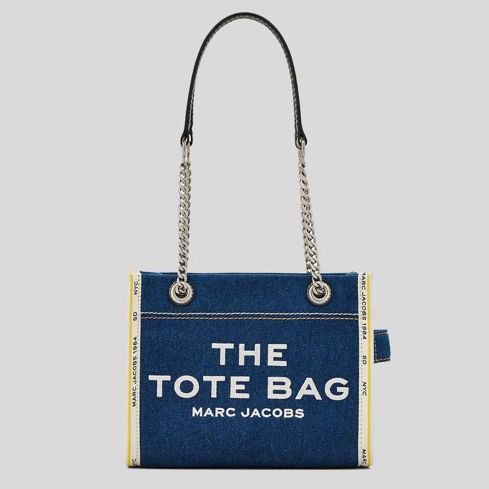 Marc Jacobs Bags MARC JACOBS The Denim Chain Small Tote Bag Dark Wash 2F4HTT029H05