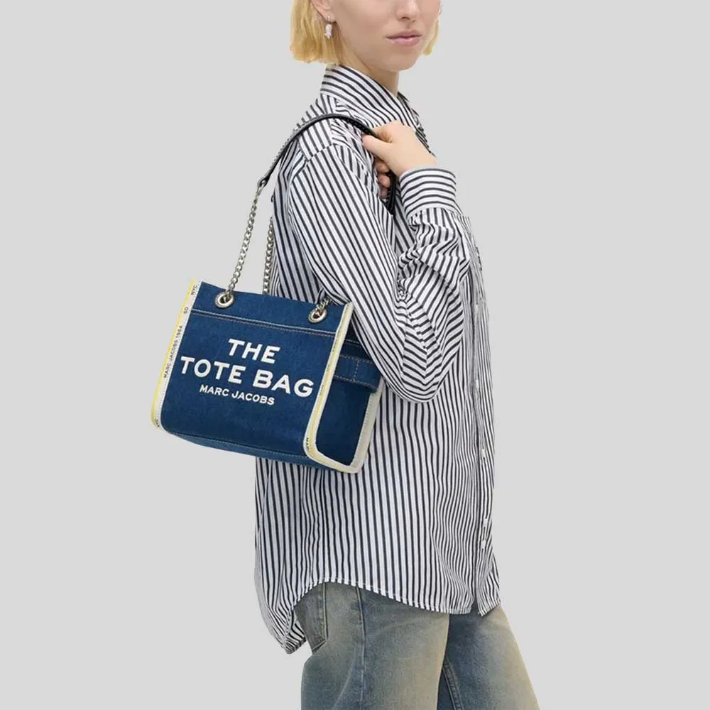 Marc Jacobs Bags MARC JACOBS The Denim Chain Small Tote Bag Dark Wash 2F4HTT029H05