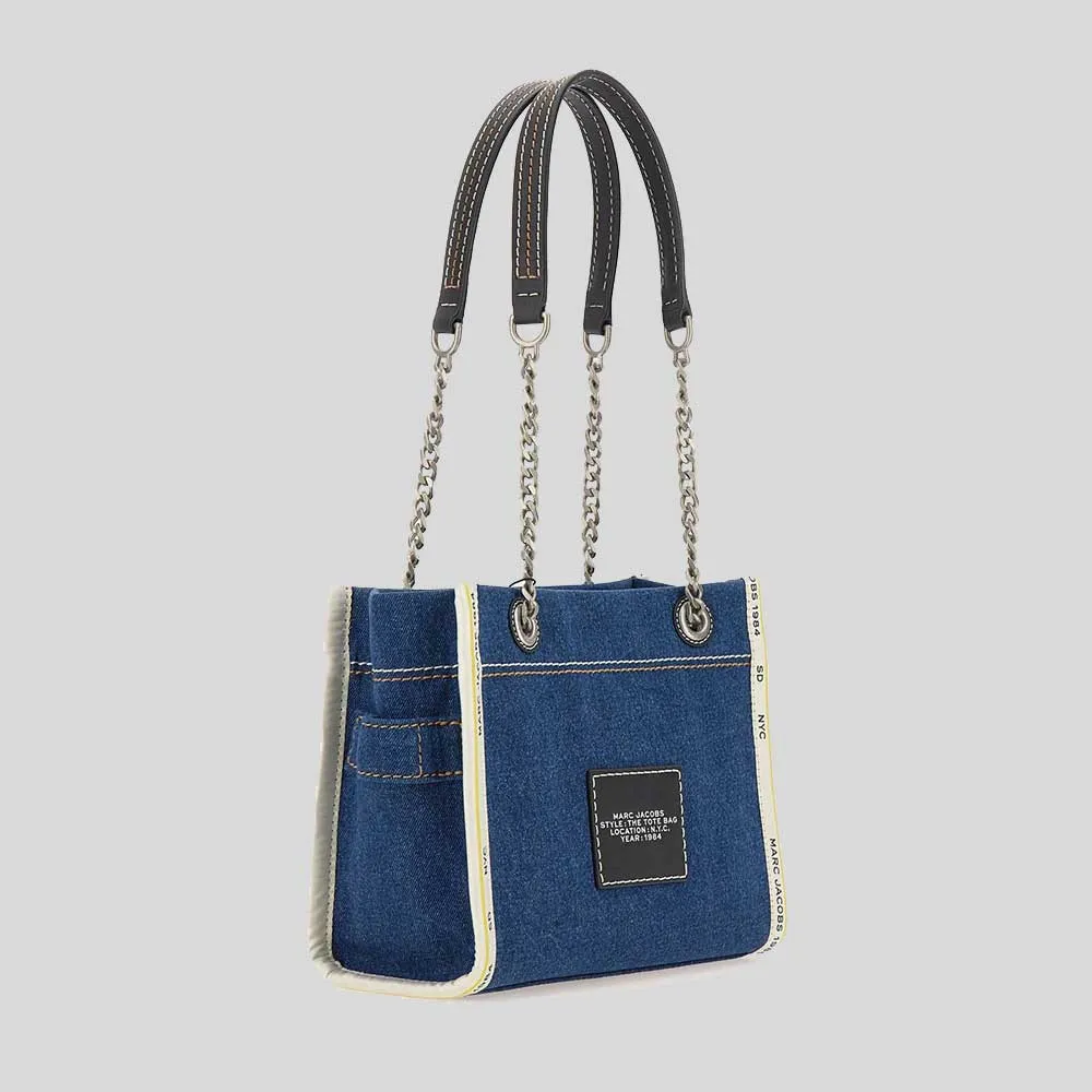 Marc Jacobs Bags MARC JACOBS The Denim Chain Small Tote Bag Dark Wash 2F4HTT029H05