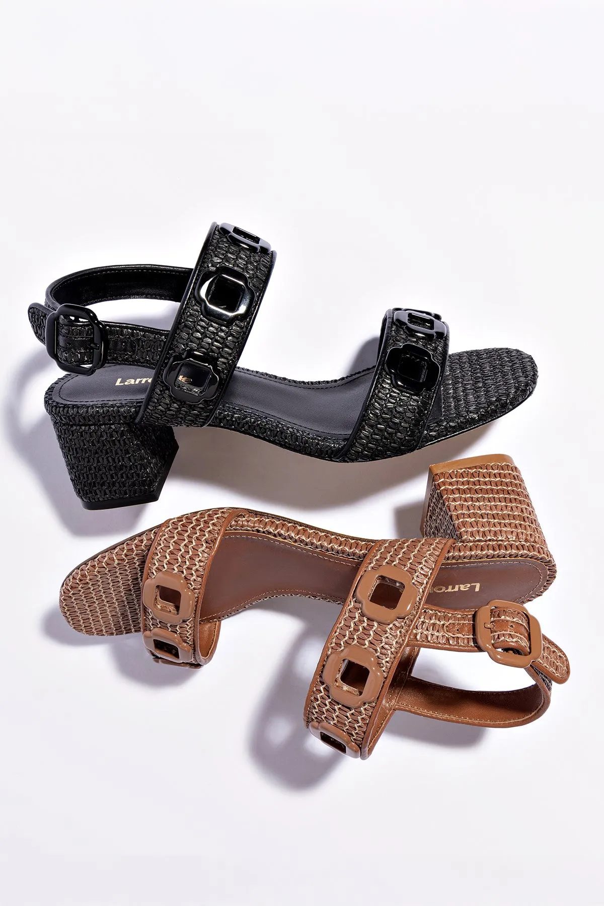 Milan Sandal In Black Wave Raffia